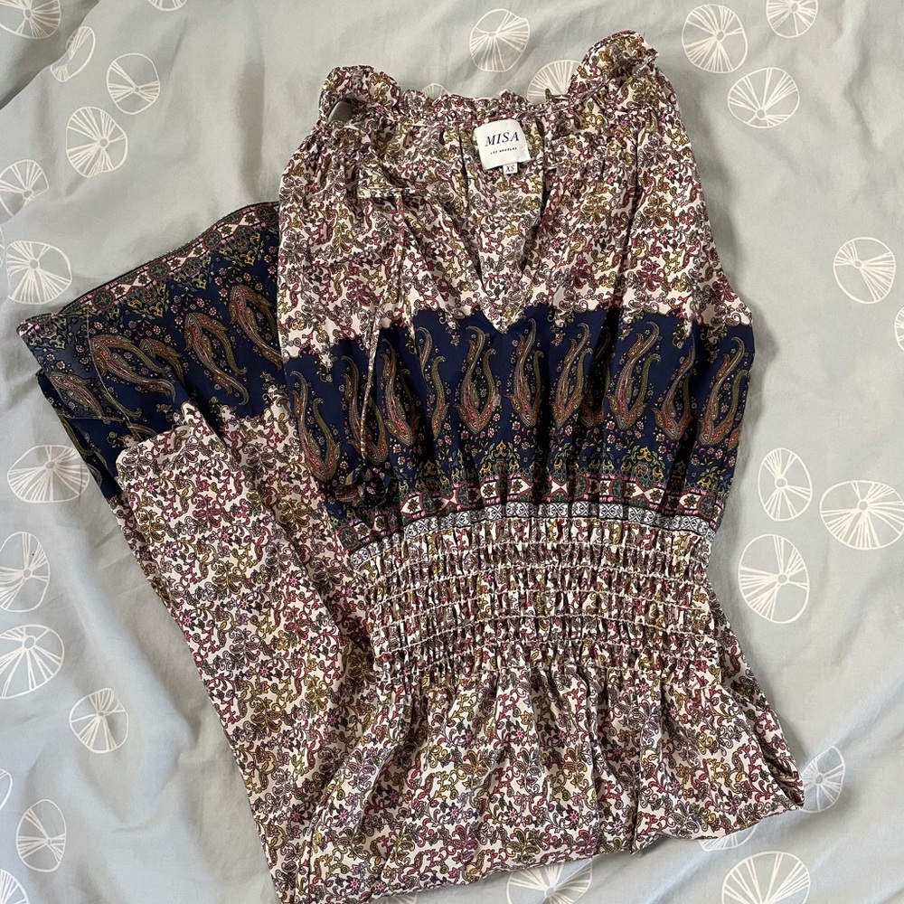 Misa LA Floral Paisley Boho Midi Dress